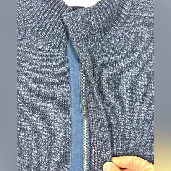 Banana Republic Men’s Cardigan Mr. Rogers Navy Full Zip Pockets Mock Neck Small - Picture 4 of 8